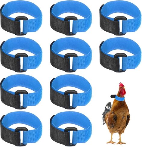 10-Pack Rooster Collars, 8.07" x 0.79" Adjustable Soft Polyester Anti-Noise Neck Belt for Chickens and Poultry Birds, Noise Control Collar [Red/Yellow] in Saudi Arabia