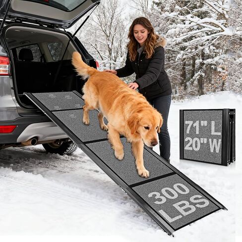 Dog Ramp for Car Truck 71''X20'', Folding Pet Stair Ramps for SUV Large Dog, Portable Pet Steps with Non-Slip Rug Surface, Up to 300LBS, Dog Car Ramp for Bed Couch Outdoor in Saudi Arabia