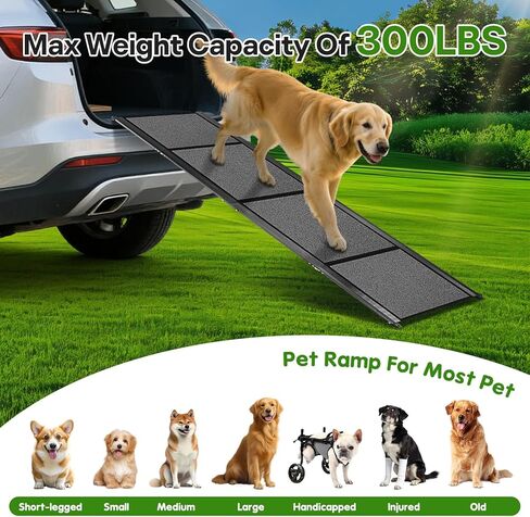 Dog Ramp for Car Truck 71''X20'', Folding Pet Stair Ramps for SUV Large Dog, Portable Pet Steps with Non-Slip Rug Surface, Up to 300LBS, Dog Car Ramp for Bed Couch Outdoor in Saudi Arabia