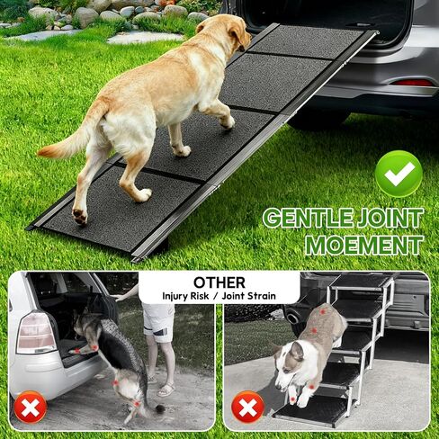 Dog Ramp for Car Truck 71''X20'', Folding Pet Stair Ramps for SUV Large Dog, Portable Pet Steps with Non-Slip Rug Surface, Up to 300LBS, Dog Car Ramp for Bed Couch Outdoor in Saudi Arabia