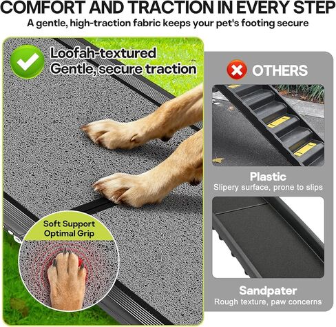 𝟕𝟏'' & 𝟐𝟎" Wide Dog Ramp for Large Dogs, Holds 250LBS & Gentle Slope for Joint Care - Dog Car Ramp with Upgrade Non-Slip Surface - Portable Folding Pet Ramps for Senior Pets Enter into SUV, Truck in Kuwait