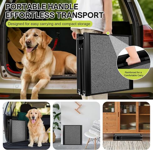 𝟕𝟏'' & 𝟐𝟎" Wide Dog Ramp for Large Dogs, Holds 250LBS & Gentle Slope for Joint Care - Dog Car Ramp with Upgrade Non-Slip Surface - Portable Folding Pet Ramps for Senior Pets Enter into SUV, Truck in Kuwait