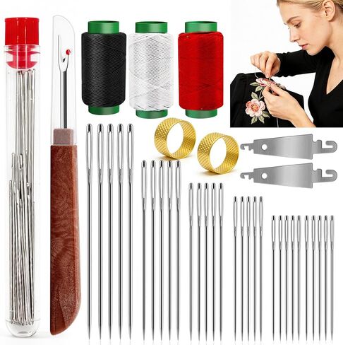 JUNCHONG Sewing Set 36Pcs Sewing Tool Set, Big Eye Steel Sewing Needles Kit with 25 Needles & Seam Ripper, Beginner Sewing Work Set in Saudi Arabia