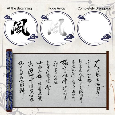 Magic Canvas Paint with Water, 30.7 X 15 Inch Reusable Calligraphy Cloth, Magic Water Painting Paper for Students Beginners Practicing Gift (Blue) in Kuwait