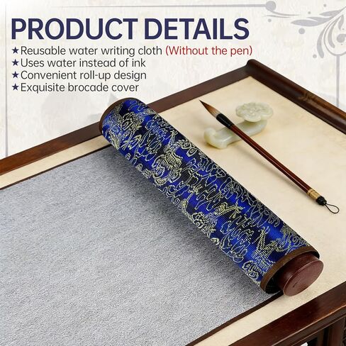 Magic Canvas Paint with Water, 30.7 X 15 Inch Reusable Calligraphy Cloth, Magic Water Painting Paper for Students Beginners Practicing Gift (Blue) in Kuwait