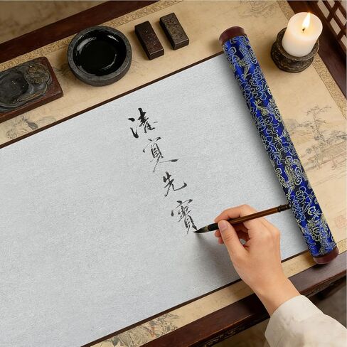 Magic Canvas Paint with Water, 30.7 X 15 Inch Reusable Calligraphy Cloth, Magic Water Painting Paper for Students Beginners Practicing Gift (Blue) in Kuwait