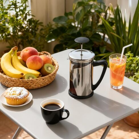 KYZ French Press Coffee Maker, 304 Stainless Steel with 4 Level Filter, 20oz Borosilicate Glass Coffee Press, Heat Resistant, Easy to Clean, 100% BPA Free for Coffee & Tea in Saudi Arabia