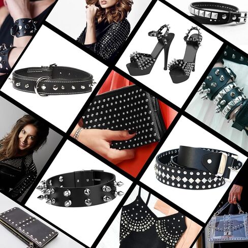 NEBURORA 440Pcs Punk Spikes and Studs Kit for Clothing,Metal Leather Rivets Square Pyramid Dome Rivets DIY Punk Style Clothing Shoes Jacket Collar in Saudi Arabia