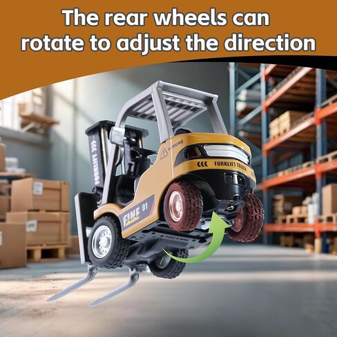 GRANTLEY Remote Control RC Forklift Cranes, Engineering Vehicle Fork Truck, 2 in 1 Transform Lift Fork & Hook, w/Boxes/Sound and Light, Forklift Toy RC Construction Vehicles Toy Gift for Kids in Saudi Arabia