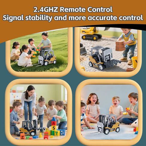 GRANTLEY Remote Control RC Forklift Cranes, Engineering Vehicle Fork Truck, 2 in 1 Transform Lift Fork & Hook, w/Boxes/Sound and Light, Forklift Toy RC Construction Vehicles Toy Gift for Kids in Saudi Arabia