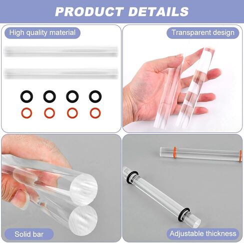أدوات أسطوانة طين البوليمر، قطعتان من شوبك الطين، دبوس أكريليك مع حلقات سمك، أسطوانة أكريليك، لوازم أسطوانة شفافة لتشكيل نماذج صناعة الفخار بنفسك (19.5 × 2 سم) in Kuwait