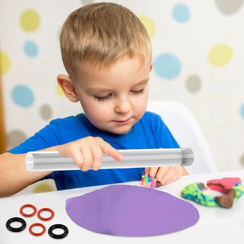 أدوات أسطوانة طين البوليمر، قطعتان من شوبك الطين، دبوس أكريليك مع حلقات سمك، أسطوانة أكريليك، لوازم أسطوانة شفافة لتشكيل نماذج صناعة الفخار بنفسك (19.5 × 2 سم) in Kuwait