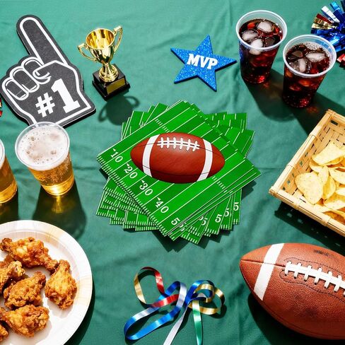 100pcs Football Napkins 2-Ply Disposable Football Cocktail Napkins for Tailgate Party Decorations Football Gameday Touchdown Birthday Party Supplies, 6.5'' in Saudi Arabia