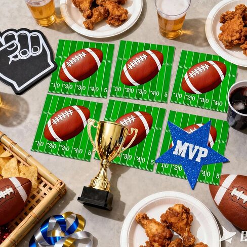 100pcs Football Napkins 2-Ply Disposable Football Cocktail Napkins for Tailgate Party Decorations Football Gameday Touchdown Birthday Party Supplies, 6.5'' in Saudi Arabia