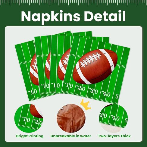 100pcs Football Napkins 2-Ply Disposable Football Cocktail Napkins for Tailgate Party Decorations Football Gameday Touchdown Birthday Party Supplies, 6.5'' in Saudi Arabia