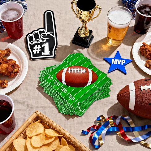 100pcs Football Napkins 2-Ply Disposable Football Cocktail Napkins for Tailgate Party Decorations Football Gameday Touchdown Birthday Party Supplies, 6.5'' in Saudi Arabia