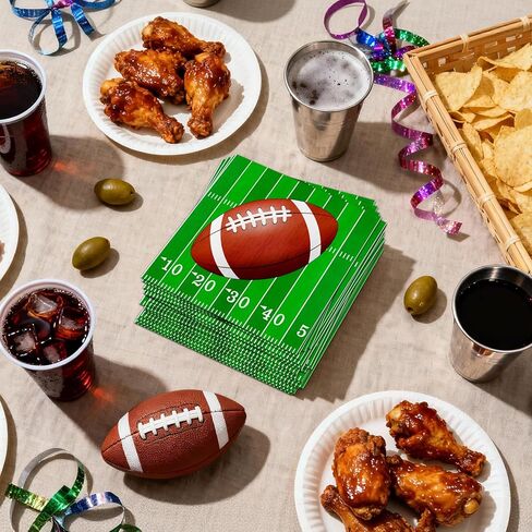 100pcs Football Napkins 2-Ply Disposable Football Cocktail Napkins for Tailgate Party Decorations Football Gameday Touchdown Birthday Party Supplies, 6.5'' in Saudi Arabia