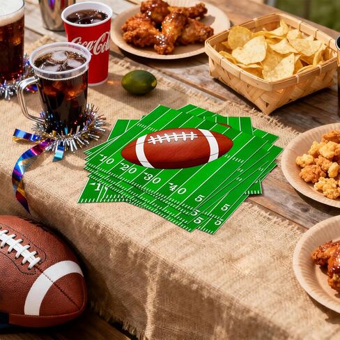 100pcs Football Napkins 2-Ply Disposable Football Cocktail Napkins for Tailgate Party Decorations Football Gameday Touchdown Birthday Party Supplies, 6.5'' in Saudi Arabia