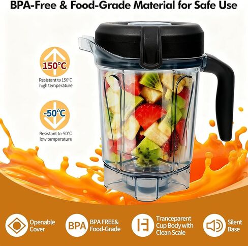 إبريق خلاط منخفض الحجم سعة 64 أونصة متوافق مع Vitamix 5200/7500/5000/6300/750/E310/VM0102/VM0103/VM0197 - كوب وعاء حاوية خالٍ من مادة BPA للسلسلة الكلاسيكية والمستكشفة وما إلى ذلك in Kuwait