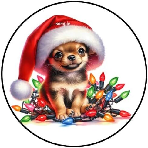 30 Pcs Chihuahua Christmas Stickers Envelope Seals Favors Stamps Labels Tags 1.5" Round Sticker for Letters Cards Gifts Packages Boxes Holidays Lights Dogs in Saudi Arabia