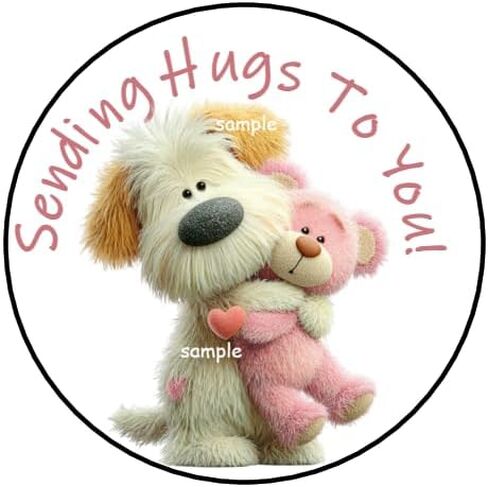30 Pcs Sending Hugs to You Puppy Dog Stickers Envelope Seals Favors Stamps Labels Tags 1.5" Round Sticker for Letters Cards Gifts Packages Boxes Love in Saudi Arabia