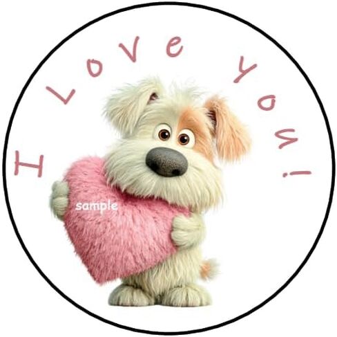 30 Pcs I Love You Puppy Stickers Envelope Seals Favors Stamps Labels Tags 1.5" Round Sticker for Letters Cards Gifts Packages Boxes Dog Heart in Saudi Arabia