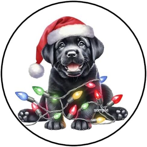 30 Pcs Labrador Retriever Christmas Stickers Envelope Seals Favors Stamps Labels Tags 1.5" Round Sticker for Letters Cards Gifts Packages Boxes Holidays Lights Dogs in Saudi Arabia