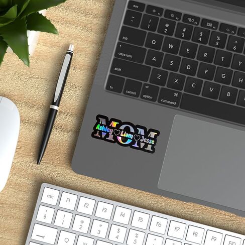 Custom MOM Name Sticker – Personalized Mom Vinyl Decal with Kids Names, Holographic or Solid Color, Mother’s Day Gift in Saudi Arabia