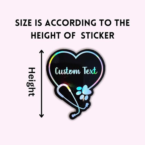 Custom Vet Heart Sticker, Personalized Stethoscope Vinyl Decal, Veterinarian Gift, Vet Tech Gift, Animal Lover Holographic Sticker in Saudi Arabia