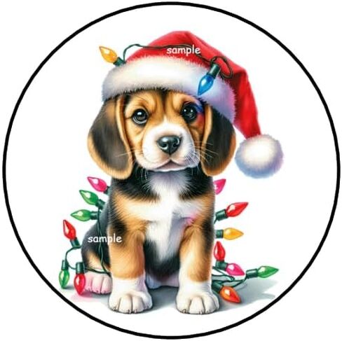 30 قطعة من ملصقات Beagle لعيد الميلاد على شكل مغلف وأختام مفضلة وطوابع وعلامات مقاس 1.5 بوصة ملصق دائري للحروف وبطاقات الهدايا وحزم الصناديق والعطلات وأضواء الكلاب in Saudi Arabia