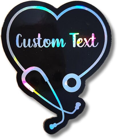 Holographic Custom Medical Heart Stethoscope Sticker | Personalized Nurse Doctor Vinyl Decal | RN MD CVOR CTOR Healthcare Worker Gift in Saudi Arabia