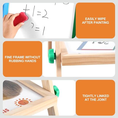 Wooden Art Easel for Kids, 2 in 1 Multi-Functional Double-Sided Adjustable Blackboard/Whiteboard with Storage Tray, Designed for Toddlers' Drawing and Doodling (Magnetic Easel) in Saudi Arabia