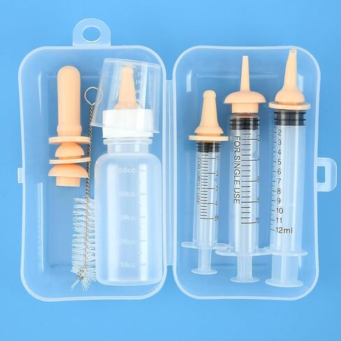 مجموعة زجاجات الرضاعة للقطط الصغيرة مع حلمات، وموزع تركيبة خالية من مادة BPA، وحقنة تغذية للحيوانات حديثي الولادة in Kuwait