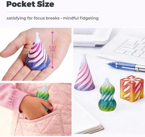 12 Pack 3D Printed Spiral Cone Fidget Toys, 12 Unique Shapes (No Duplicates), Impossible Cone, Pyramid, Cube & Twist Cylinder, 4 Crystal Gradient Colors, Desk Toy Set for Kids & Adults in Saudi Arabia