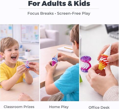 12 Pack 3D Printed Spiral Cone Fidget Toys, 12 Unique Shapes (No Duplicates), Impossible Cone, Pyramid, Cube & Twist Cylinder, 4 Crystal Gradient Colors, Desk Toy Set for Kids & Adults in Saudi Arabia