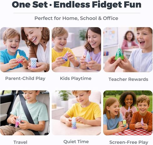 12 Pack 3D Printed Spiral Cone Fidget Toys, 12 Unique Shapes (No Duplicates), Impossible Cone, Pyramid, Cube & Twist Cylinder, 4 Crystal Gradient Colors, Desk Toy Set for Kids & Adults in Saudi Arabia