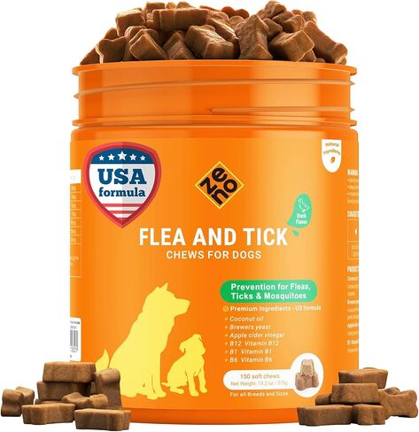 ZENO Flea and Tick Prevention Chewables for Dogs - 150 Chews - Flea & Tick Control - Oral Dosage - Chicken Flavor - US-Made in Saudi Arabia