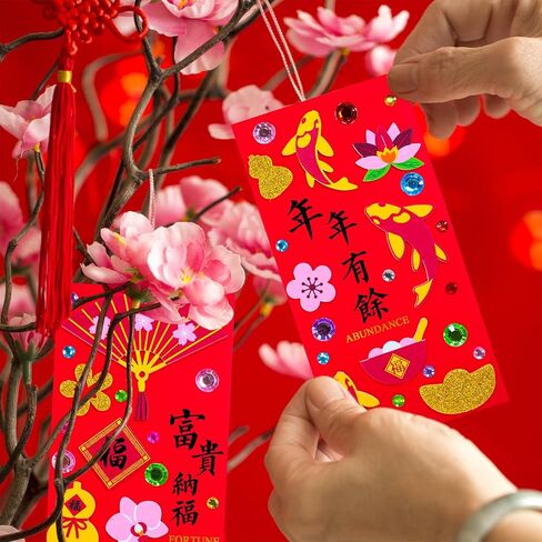 Winlyn 24 مجموعات السنة الصينية الجديدة المظاريف الحمراء الحرفية مجموعات DIY محظوظ هونغ باو المظاريف النقدية الحرف القمرية الجديدة ملصقات رغوة للأطفال الآسيوية 2026 سنة من أنشطة الفصول الدراسية الحصان تفضل الحفلات in Saudi Arabia