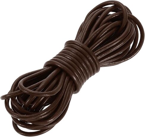 uxcell Round Leather Cord, 5.5 Yard 3mm Leather String Strips Lacing for DIY Crafts Making Bracelet Purse Strap, Natural Color in Saudi Arabia