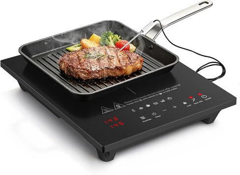 AMZCHEF Portable-Induction-Cooktop: 74 Temperature Levels Induction Burner with Digital Probe, 1800W Countertop Burner with 20 Power Levels, 6.5" Heating Coil, Low Noise Electric Cooktops with Timer in Kuwait