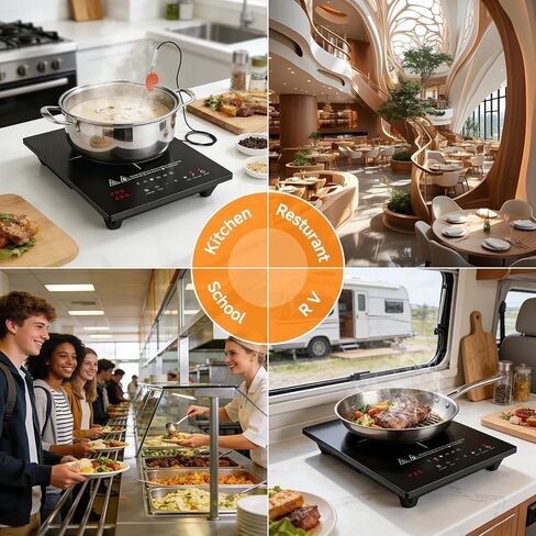 AMZCHEF Portable-Induction-Cooktop: 74 Temperature Levels Induction Burner with Digital Probe, 1800W Countertop Burner with 20 Power Levels, 6.5" Heating Coil, Low Noise Electric Cooktops with Timer in Kuwait