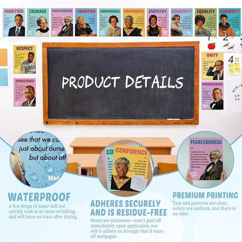 Tlenpo Black History Month Decorations Poster Set, 14 Pack 11"x14" Laminated Inspirational Quotes & Biographies, Classroom Bulletin Board Wall Decor, MLK Included in Saudi Arabia
