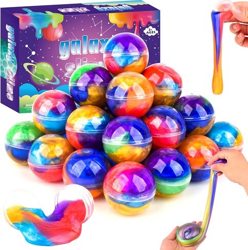 24 Pack Galaxy Slime Balls for Kids - Stretchy, Non-Sticky, Mess-Free Stress Relief Toys, Halloween Christmas Party Favors, Classroom Rewards, Goodie Bag Stuffers for Boys & Girls in Saudi Arabia