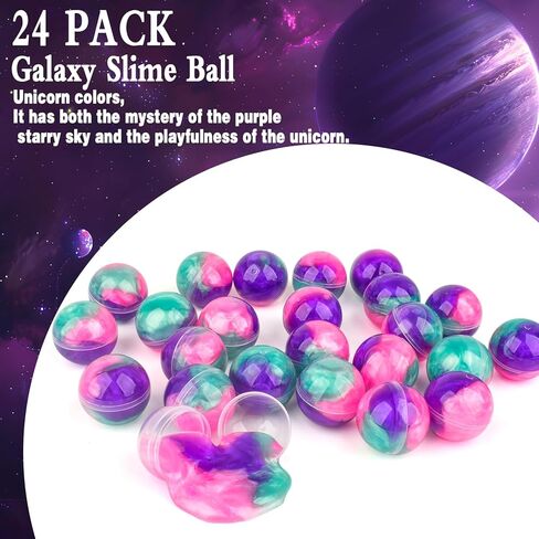 24 Pack Galaxy Slime Balls for Kids - Stretchy, Non-Sticky, Mess-Free Stress Relief Toys, Halloween Christmas Party Favors, Classroom Rewards, Goodie Bag Stuffers for Boys & Girls in Saudi Arabia