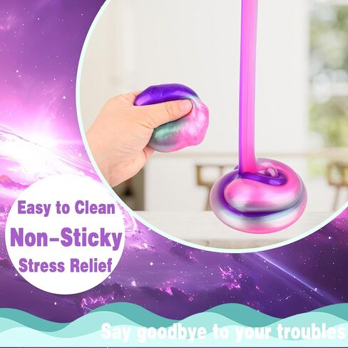 24 Pack Galaxy Slime Balls for Kids - Stretchy, Non-Sticky, Mess-Free Stress Relief Toys, Halloween Christmas Party Favors, Classroom Rewards, Goodie Bag Stuffers for Boys & Girls in Saudi Arabia