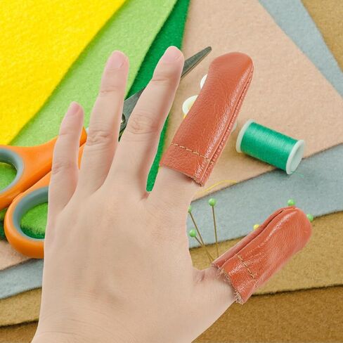20 قطعة من الجلد غطاء للأصابع إبرة التلبيد حماة الاصبع لليد الحرفية الخياطة التطريز صناعة يدوية لون عشوائي in Kuwait