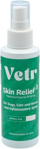 vetr Skin Relief Hydrocortisone Spray for Dogs - Topical Support for Itchy Skin and Hot Spots - 4 oz (120mL) - Vet-Formulated in USA in Kuwait