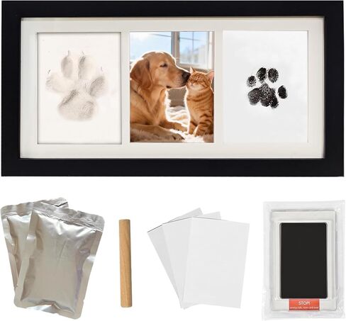 Paw Print Impression Kit for Dogs and Cats, 2 Clay, Large Ink Pad, Pet Memorial Keepsake, DIY Memorial Gift for Pet Owners, Black in Saudi Arabia