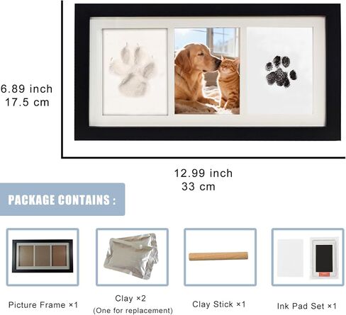 Paw Print Impression Kit for Dogs and Cats, 2 Clay, Large Ink Pad, Pet Memorial Keepsake, DIY Memorial Gift for Pet Owners, Black in Saudi Arabia