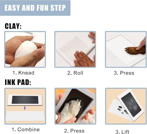 Paw Print Impression Kit for Dogs and Cats, 2 Clay, Large Ink Pad, Pet Memorial Keepsake, DIY Memorial Gift for Pet Owners, Black in Saudi Arabia